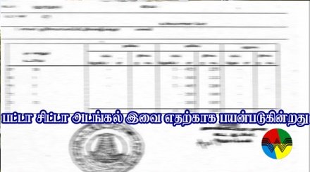 பட்டா சிட்டா ஆவணங்கள் எதற்காகப் பயன்படுகின்றன என்ற தலைப்புடன் நில ஆவணப் படிவத்தின் படம்